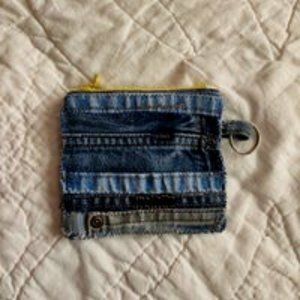 Coin purse, card wallet, small zippered pouch, re-cycled denim